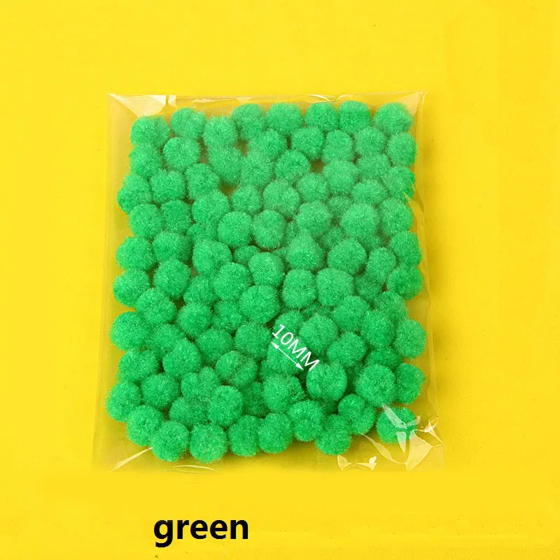 B06 green 100 шт./лот, помпон 10 мм, разноцветные мягкие шарики-помпоны, меховой плюшевый шар, сделай сам, ручная работа, свадебные, для украшения дома, вечерние принадлежности, 75Z - Цвет: B06 green