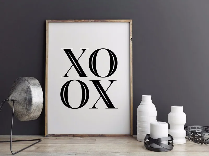 XOXO холст настенное искусство скандинавский Печатный постер черно белый любовь
