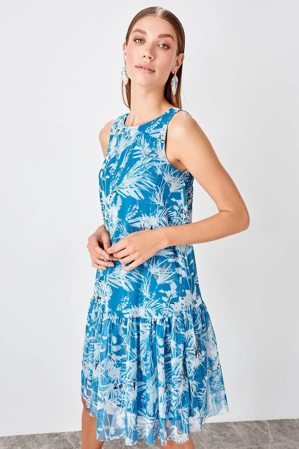 Trendyol Blue Print Knit Dress TWOSS19LJ0279 | Женская одежда