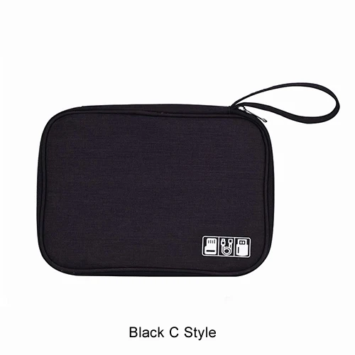 C Style Black Сумка для хранения кабеля зарядное устройство провод электронный органайзер цифровой гаджет сумка косметический набор Чехол шкаф аксессуары поставки - Цвет: C Style Black