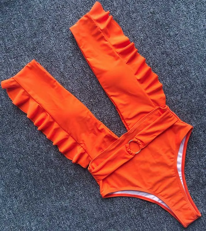 orange Сексуальный сдельный женский купальник, глубокий v-образный вырез, Леопардовый принт, змеиный принт, купальник, монокини, купальник, пляжная одежда, черный, белый, красный - Цвет: orange