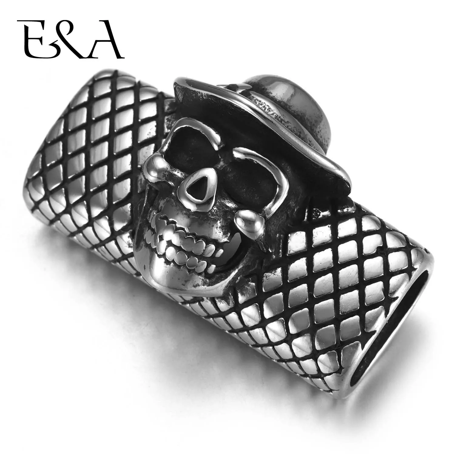 

Stainless Steel Slider Beads Skull 12*6mm Hole Slide Charms for Men Leather Bracelet Punk Jewelry Making DIY Supplies