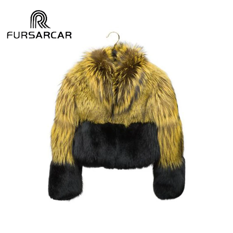 Женское зимнее пальто из натурального меха FURSARCAR с меховым воротником модная
