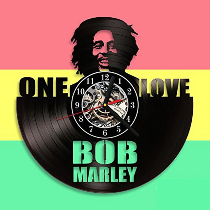 Bob Marley 3D настенные часы современный дизайн для гостиной классический винтажный виниловый рекорд часы настенные часы искусство украшение дома 12 дюймов