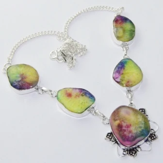 

Solar Quarts Necklace Silver Overlay over Copper, 48 cm, N1704
