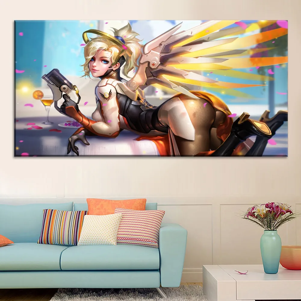 Картина Overwatch с изображением милосердия Современная на холсте печать стене