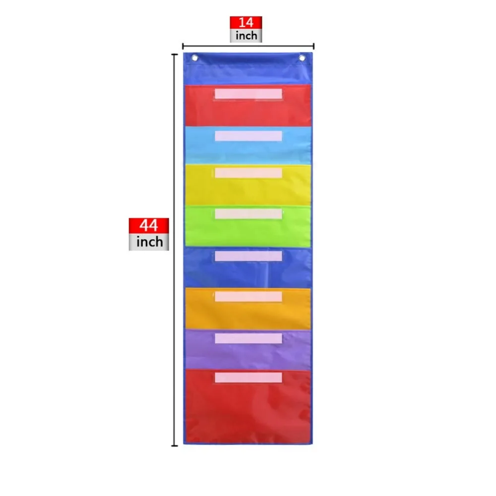 Wall Hanging Pocket Chart, Fabric File Folder Holder, Colorful Cascading File Organizer for Classroom, Home Filing, Office