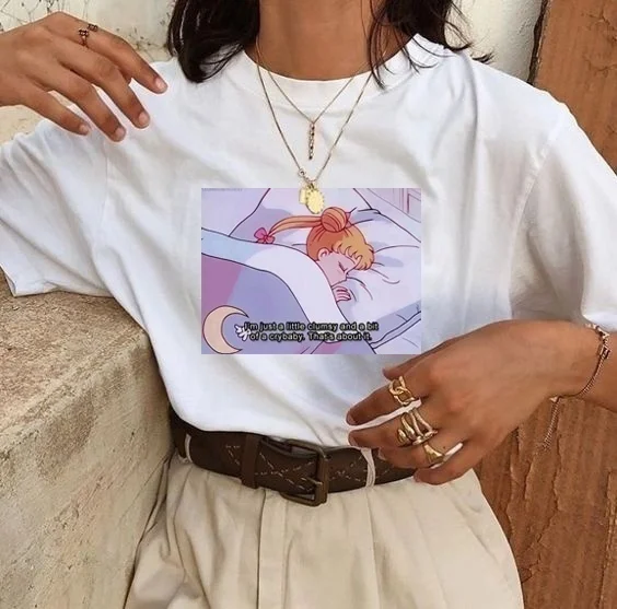 Женская белая футболка в стиле м/ф Сэйлор Мун | одежда