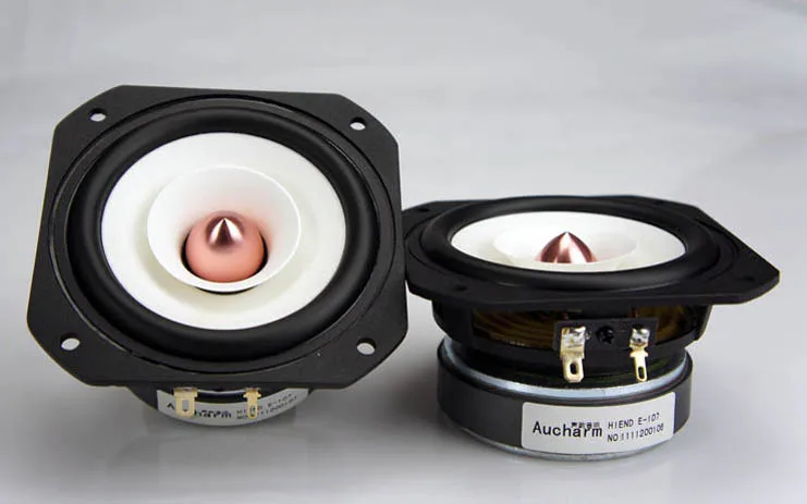 2 шт. Aucharm 4 дюймов HiFi Полный частоты динамик Драйвер Белый бумага конус литья