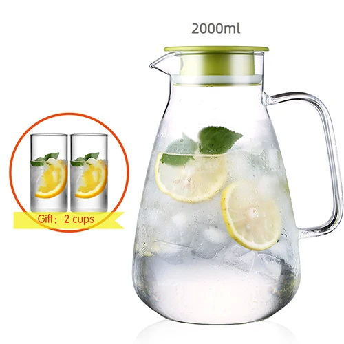 2000ML 2000 мл 1600 мл стеклянный кувшин холодный чайник Толстый Стеклянный чайник прозрачный сок чай молоко вода горшок домашний многофункциональный чайник - Цвет: 2000ML