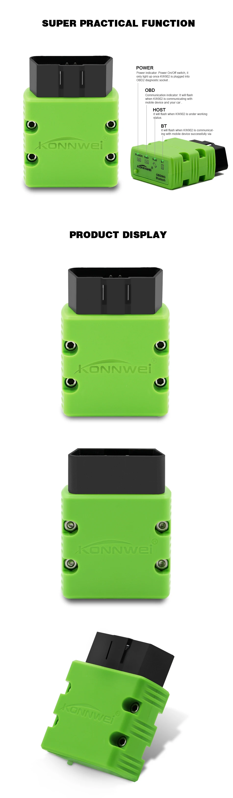 PIC18F25K80 Мини ELM327 KONNWEI KW902 V1.5 Bluetooth Разъем OBD2 OBDII считыватель кодов Сканер поддерживает 12 В Дизель/бензин