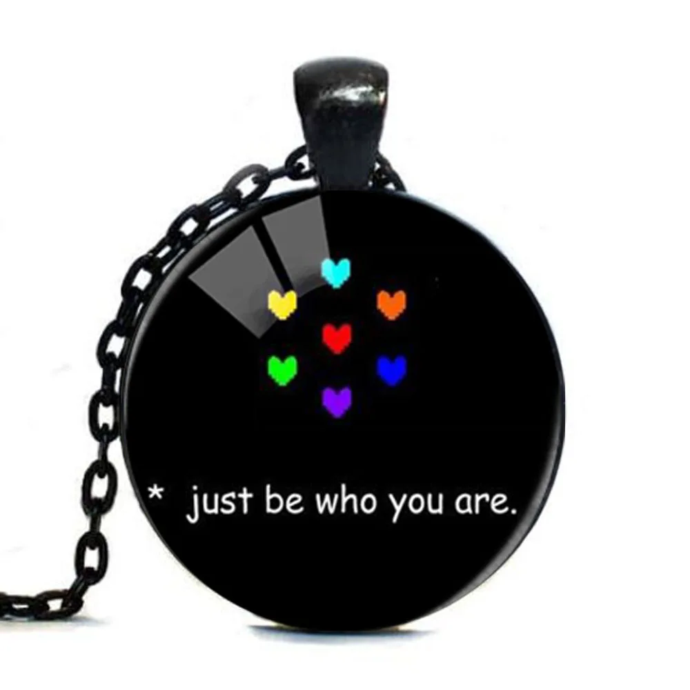 Хит продаж &quotJust Be Who You Are&quot цветное сердце фото стеклянные подвески черная