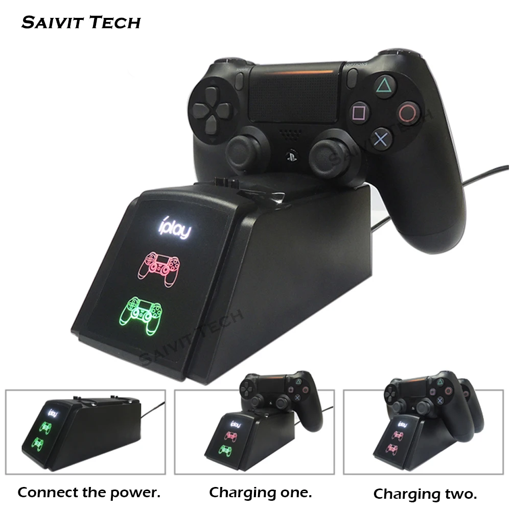 PS4& Slim& Pro контроллер Зарядное устройство Док-станция PS4 Джойстик зарядное устройство Подставка с светодиодный светильник индикатор для SONY Playstation 4 игры
