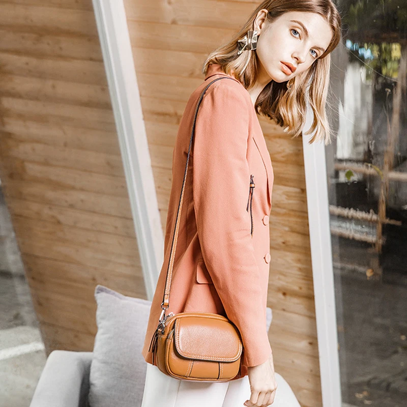ESUFEIR Fashion Genuine Leather Lady Bags Mini Square Bag Shoulder Crossbody Luxury Brand Designer Small Round Package | Багаж и сумки