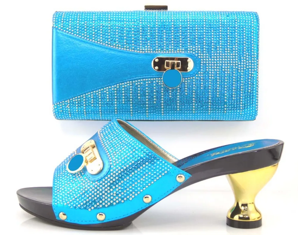 2016 Женская Мода Итальянский Соответствия Обуви И Сумки Набор С Стразами Высокое