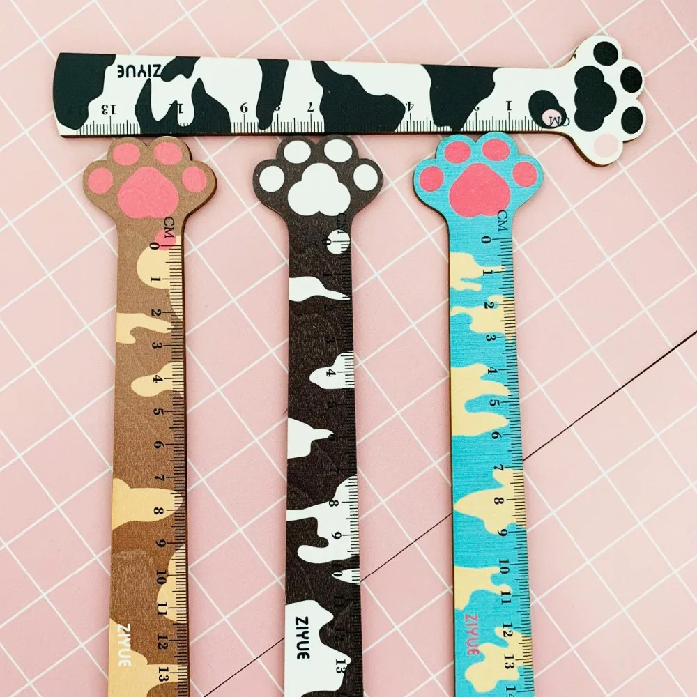 1 шт. Kawaii кошачья лапа коготь деревянная прямая линейка измерительная для учебы и рисования канцелярские принадлежности для студентов школьные офисные принадлежности подарок