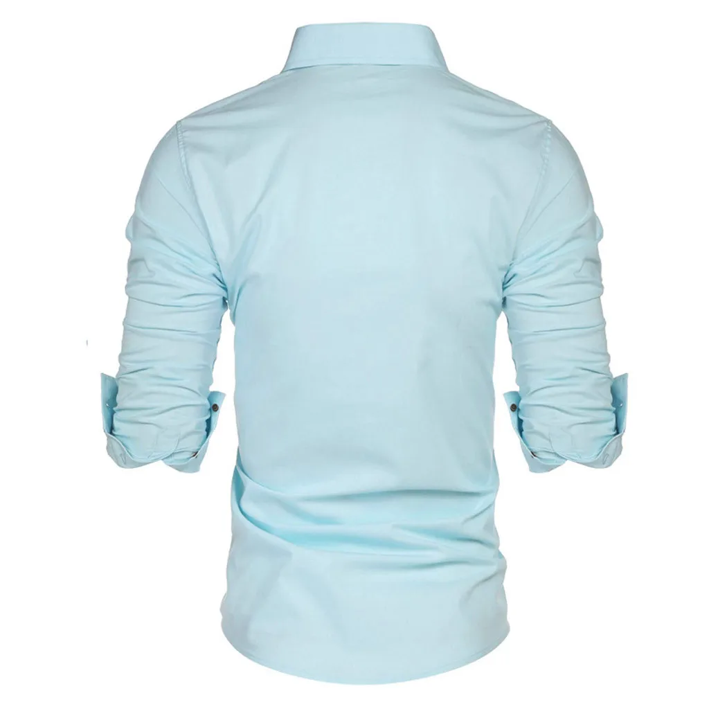 Мужская рубашка с длинным рукавом отложным воротником в стиле ретро | одежда