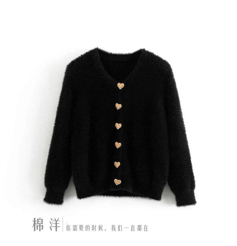 Свитер женский Осень и зима новый 2018 дизайн Кнопка Пальто Мягкий Вязаный