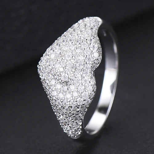 Heart Silver GODKI Новая коллекция стеки сердце AAA кубический циркон стекируемое роскошное кольцо для женщин Свадьба Дубай свадебное эффектное кольцо палец - Цвет основного камня: Heart Silver
