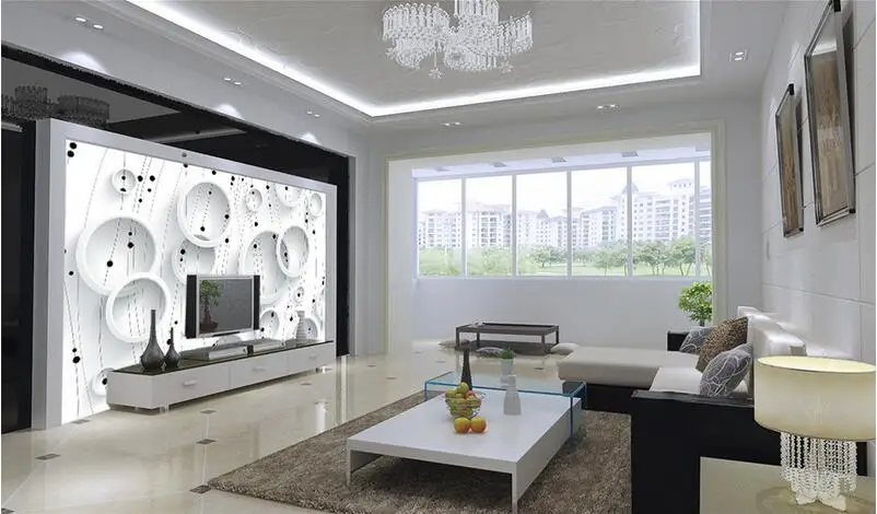 3d обои на заказ фотообои черно-белая линия круг фон настенные фрески для гостиной