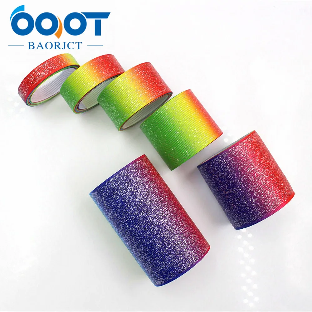 

OOOT BAORJCT 171057,75MM 10Y Shiny Gradually colored Printed grosgrain ribbon,garment hair accessories,DIY Handmade gift wrappin