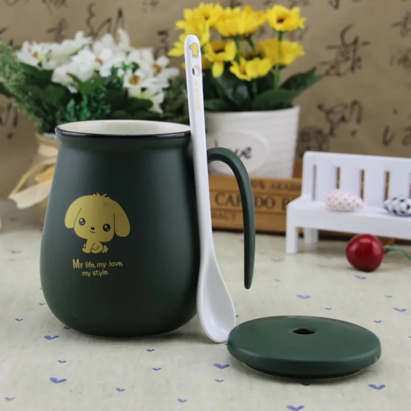 Креативный мультфильм керамические кофейные кружки с крышкой пара фарфоровая