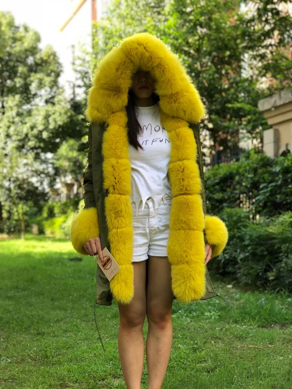 Fandy lokar, парка из натурального меха, Зимняя мода, натуральный мех кролика Рекс, парка из натурального Лисьего меха, куртки для женщин, длинный рукав, шуба для женщин