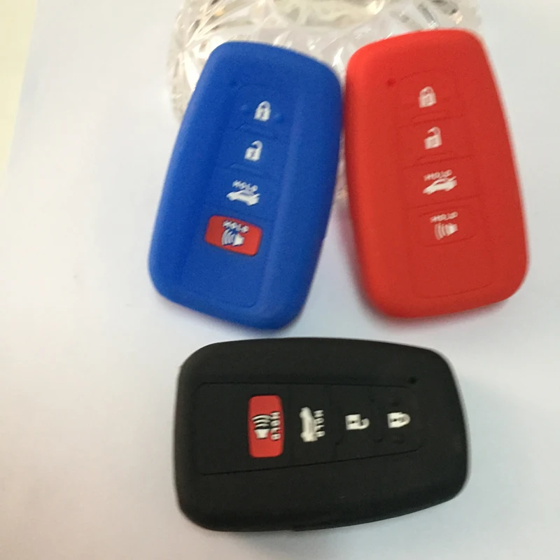 Silicone Rubber car key cover case skin for Toyota Camry 2017 2018 CHR Prius Corolla RAV4 Remote protect 4 buttons | Автомобили и