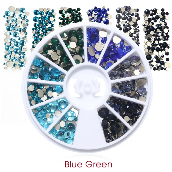 Blue Green 1 колесико AB радужные стразы для дизайна ногтей Разноцветные Украшения для рукоделия аксессуары CH758 - Цвет: Blue Green