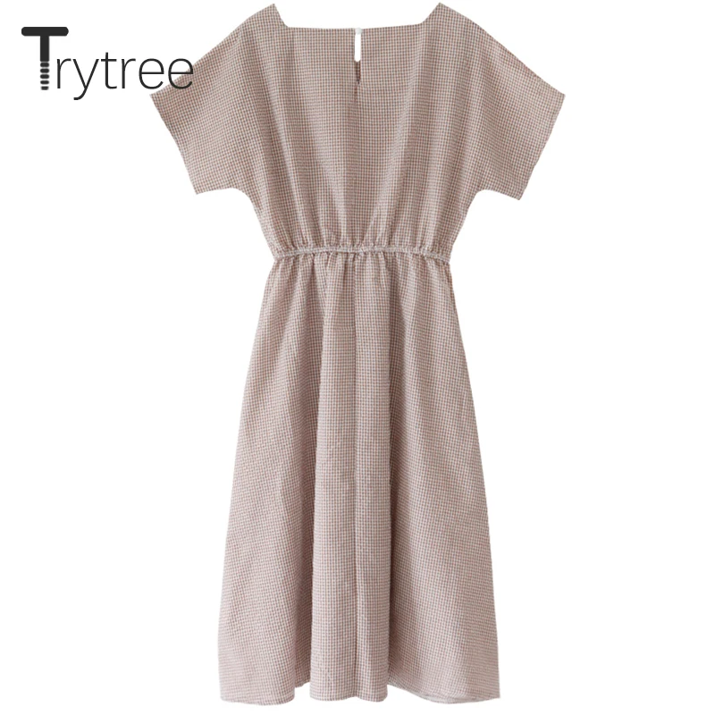 Trytree/2019 весенне-летнее платье женское Повседневное с квадратным воротником из