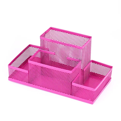 Hot Pink XRHYY 3 вида цветов, держатель для ручек, металлическая сетка, для дома, офиса, ручка, органайзер для хранения канцелярских принадлежностей, многофункциональная коробка, настольный держатель для карандашей - Цвет: Hot Pink