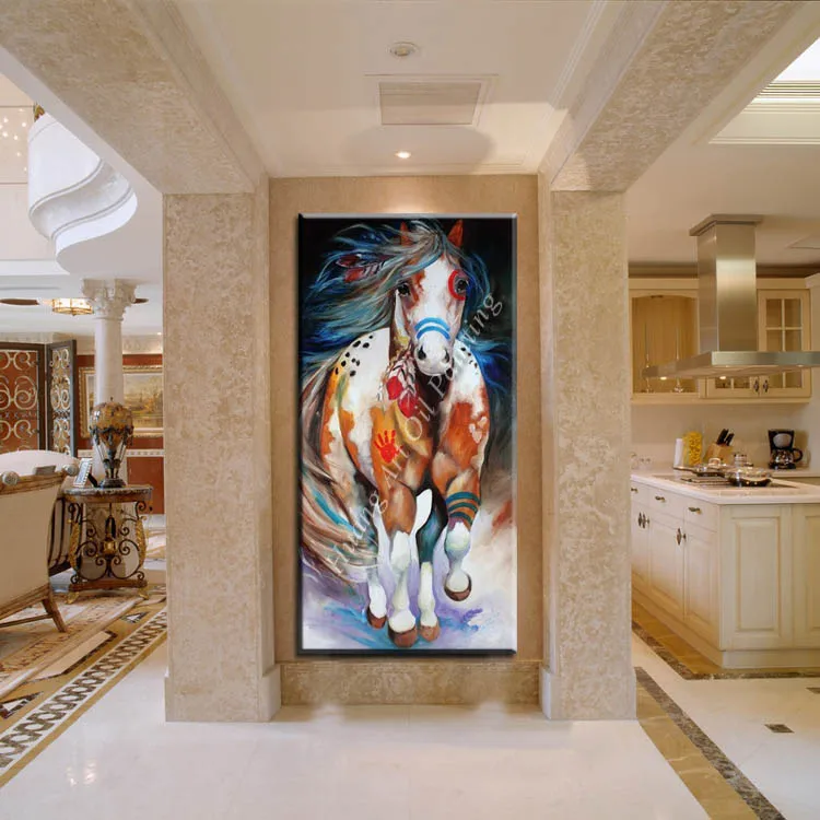 Мастерство художника роспись маслом Ручная HQ бег Красочная картина с лошадью на