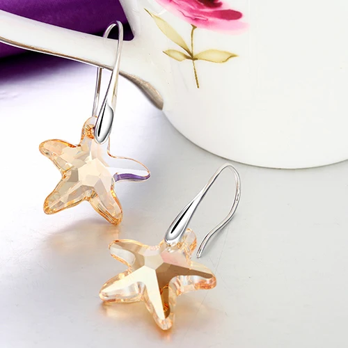 BAFFIN звезды висячие серьги подвеска Морская звезда кристаллы от Swarovski для женщин Серебряный цвет серьги ювелирные изделия друзья рождественские подарки - Окраска металла: Crystal Golden Shade