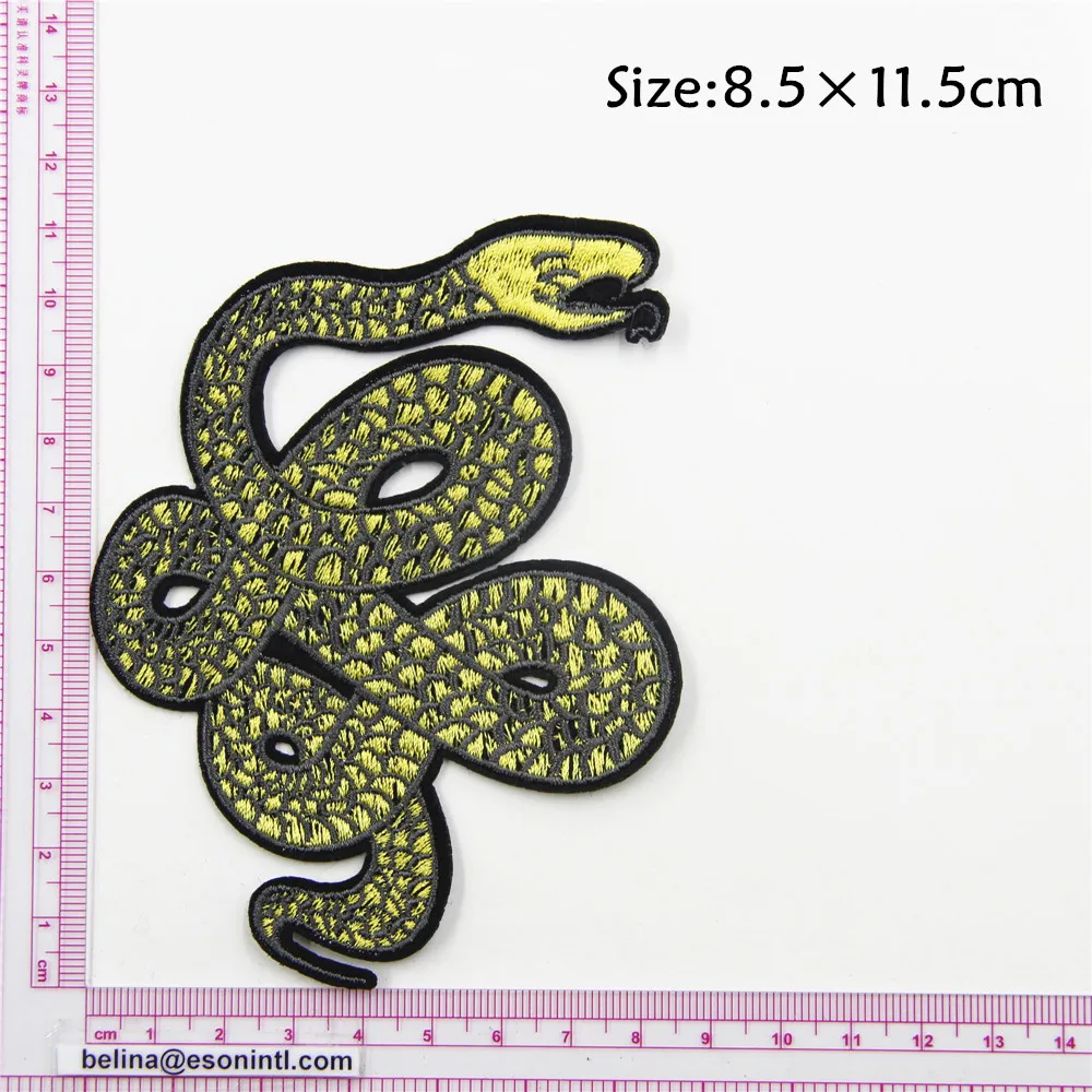 2 шт Вышивка модные желтые нашивки Змея ткань куртка Пальто футболка