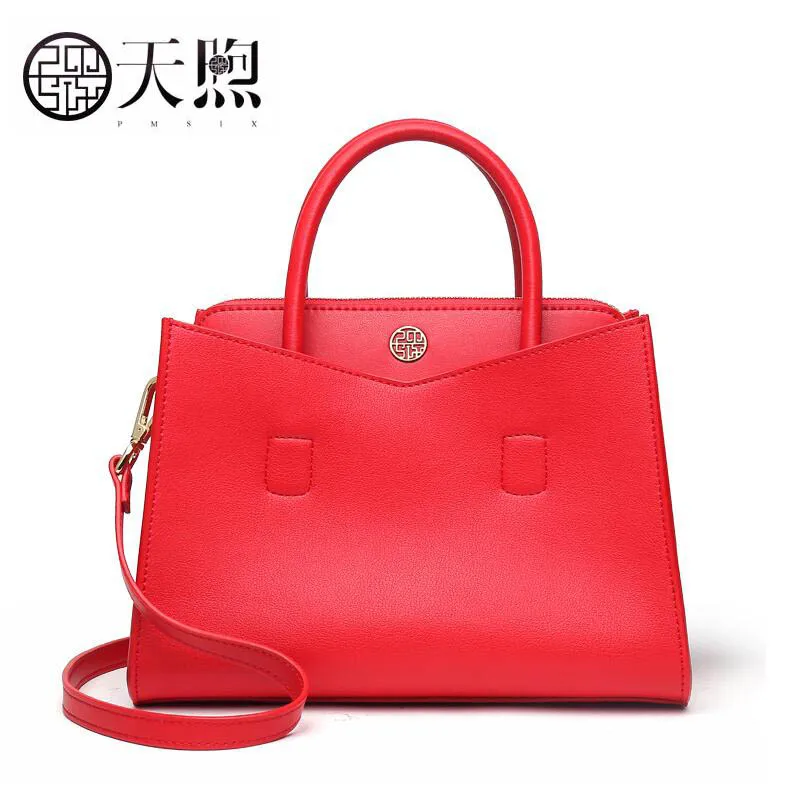 Red Новая женская кожаная сумка, женские сумки известных брендов, модные красные большие вместительные сумки, женские кожаные сумки через плечо - Цвет: Red