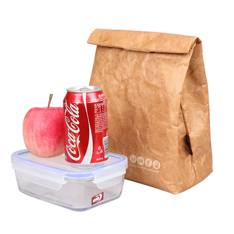 Ice pack kraft paper picnic bag women men kid Waterproof Insulation lunch Bag Environmentally box outdoor camping | Дом и сад