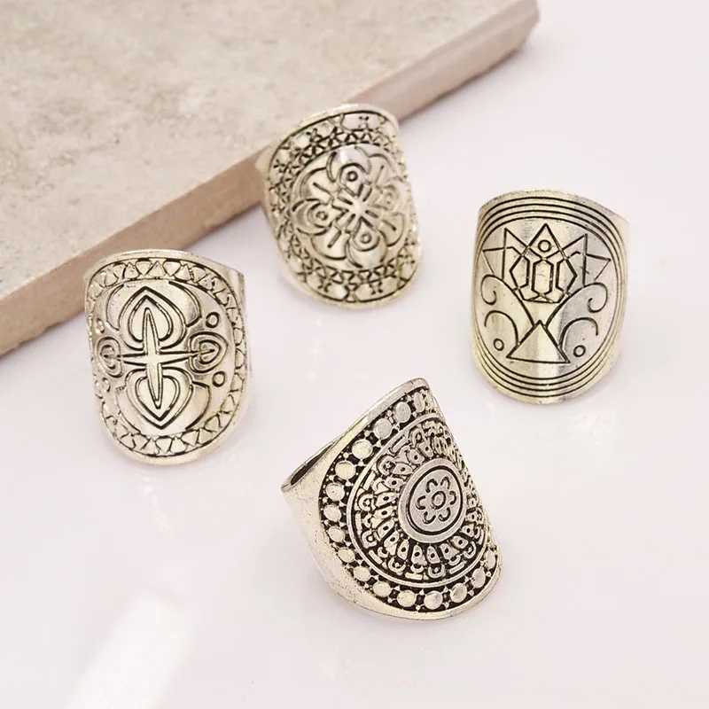 Винтаж ювелирные изделия античное серебро Цвет огромный характер палец кольцо 1