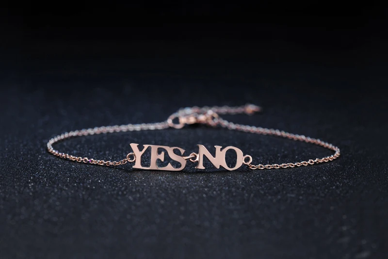 Женский браслет Yanleyu из розового золота с надписью YES NO Charm оптовая продажа