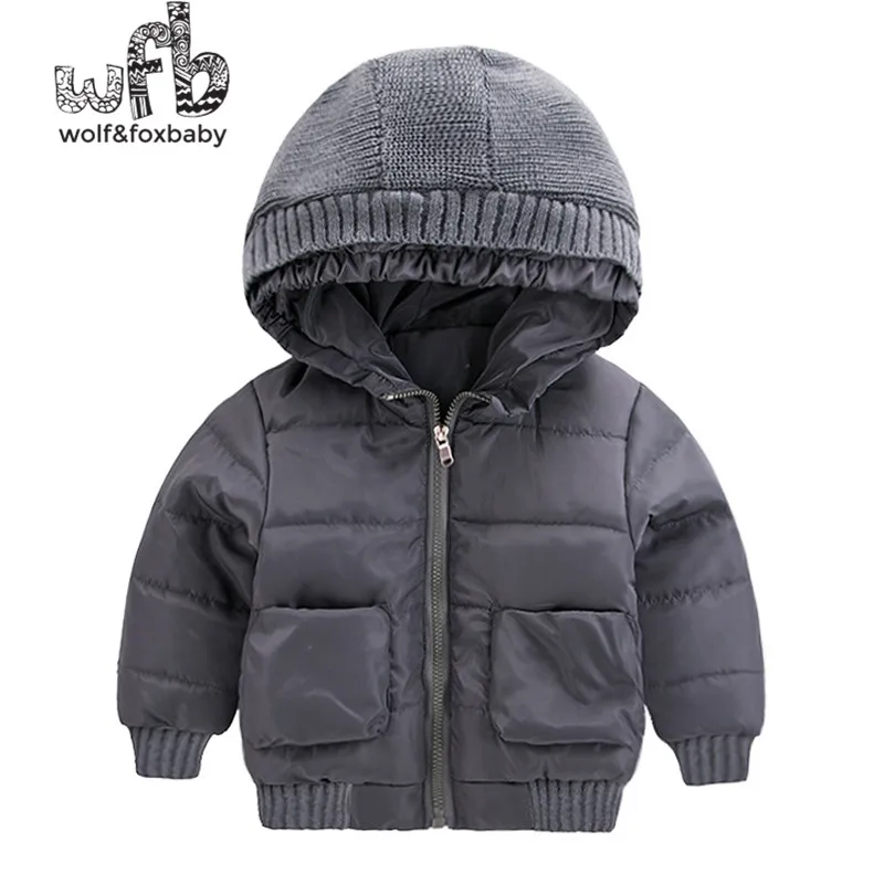 

Retail 2-6 years solid color long-sleeved hooded jacket padded cotton children's clothing winter