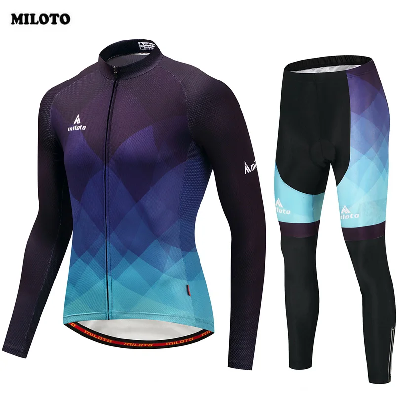MILOTO Pro длинный рукав мужские комплекты для велоспорта дышащий 3D коврик