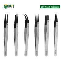 new precision stainless steel electronic anti static tweezers pointed and curved replaceable tips tweezer kit