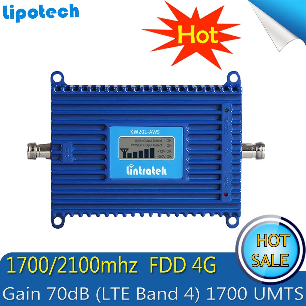 Lintratek 70dB усиление AWS 1700/2100 усилитель FDD 4G LTE (полоса 4) повторитель сигнала для