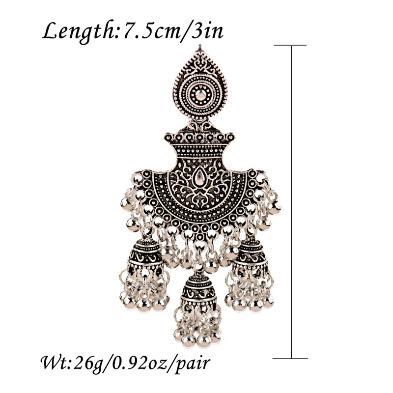 Серьги Jhumka в ретро стиле с египетскими колокольчиками и кисточками модные