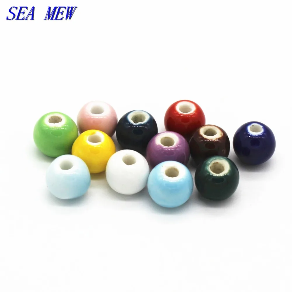 SEA MEW 30 шт 10 мм круглые одноцветные Diy Фарфоровые керамические бусины ручной