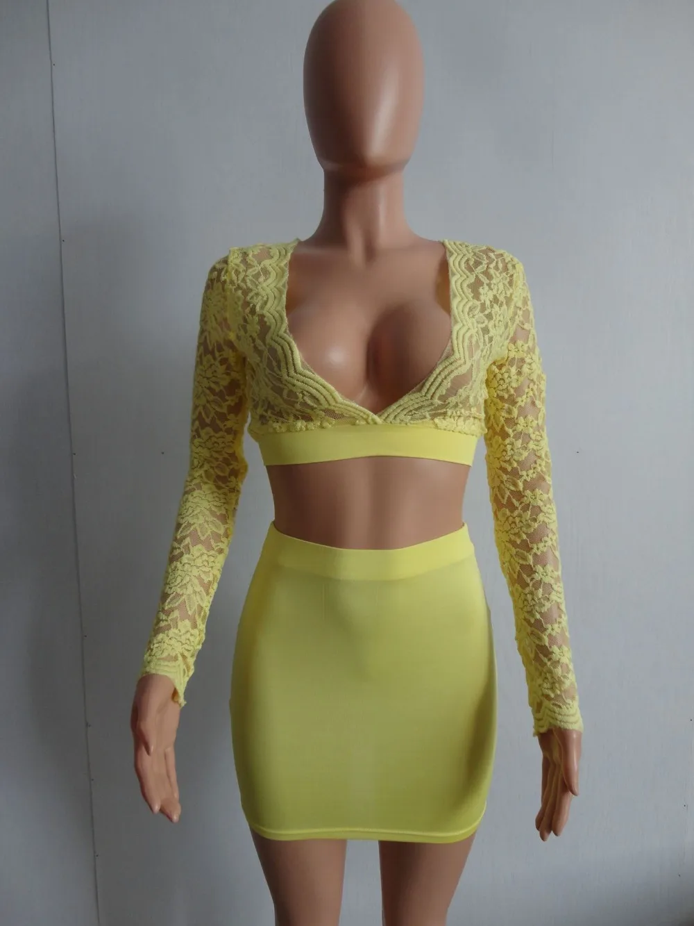 Ruby's Closet кружевной кроп Топ Мини юбка Женский комплект из двух предметов с