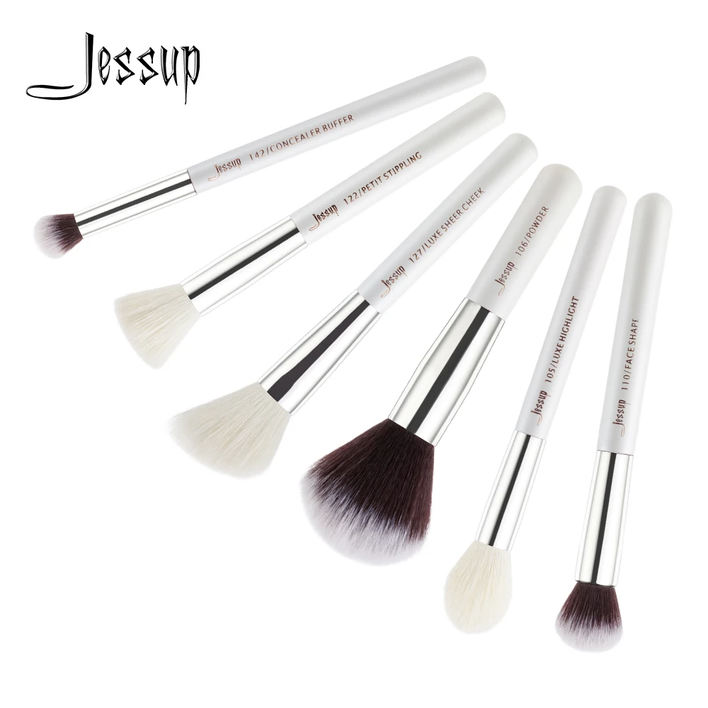 Jessup beauty набор кистей для макияжа из натуральной синтетической щетины 6 шт. Белый