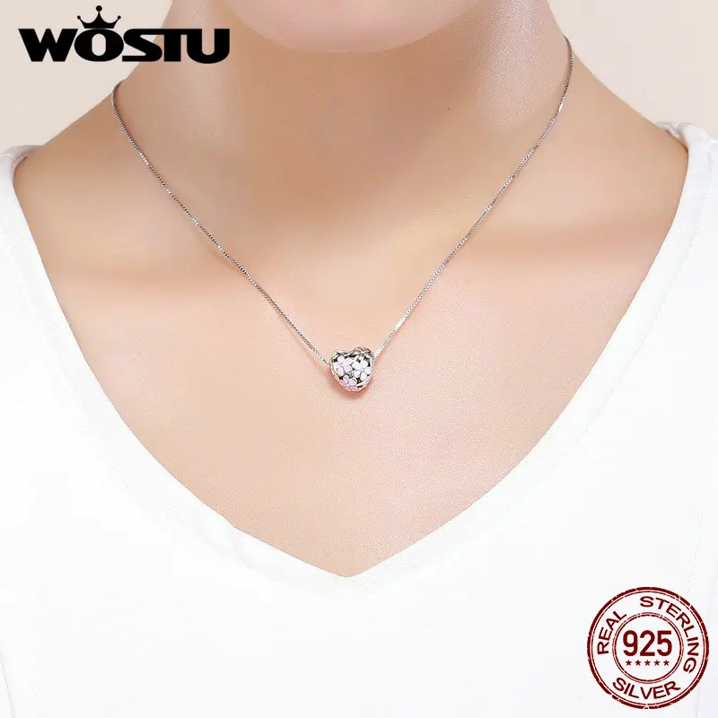 WOSTU, 925 пробы, серебряный, весенний, розовый, цветок маргаритки, бусины, шарм, подходят к оригинальному браслету и браслету, хорошее ювелирное изделие, подарки, FIC761