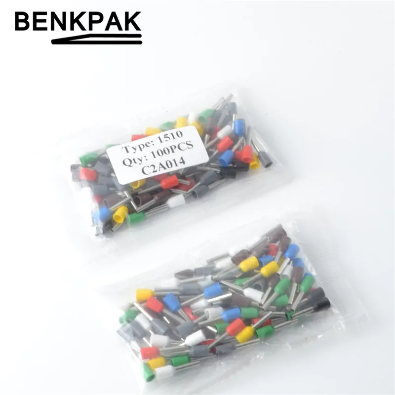 100 шт. 16 AWG 1.5mm2 E1510 Изолированный Шнур наконечник провода наконечники