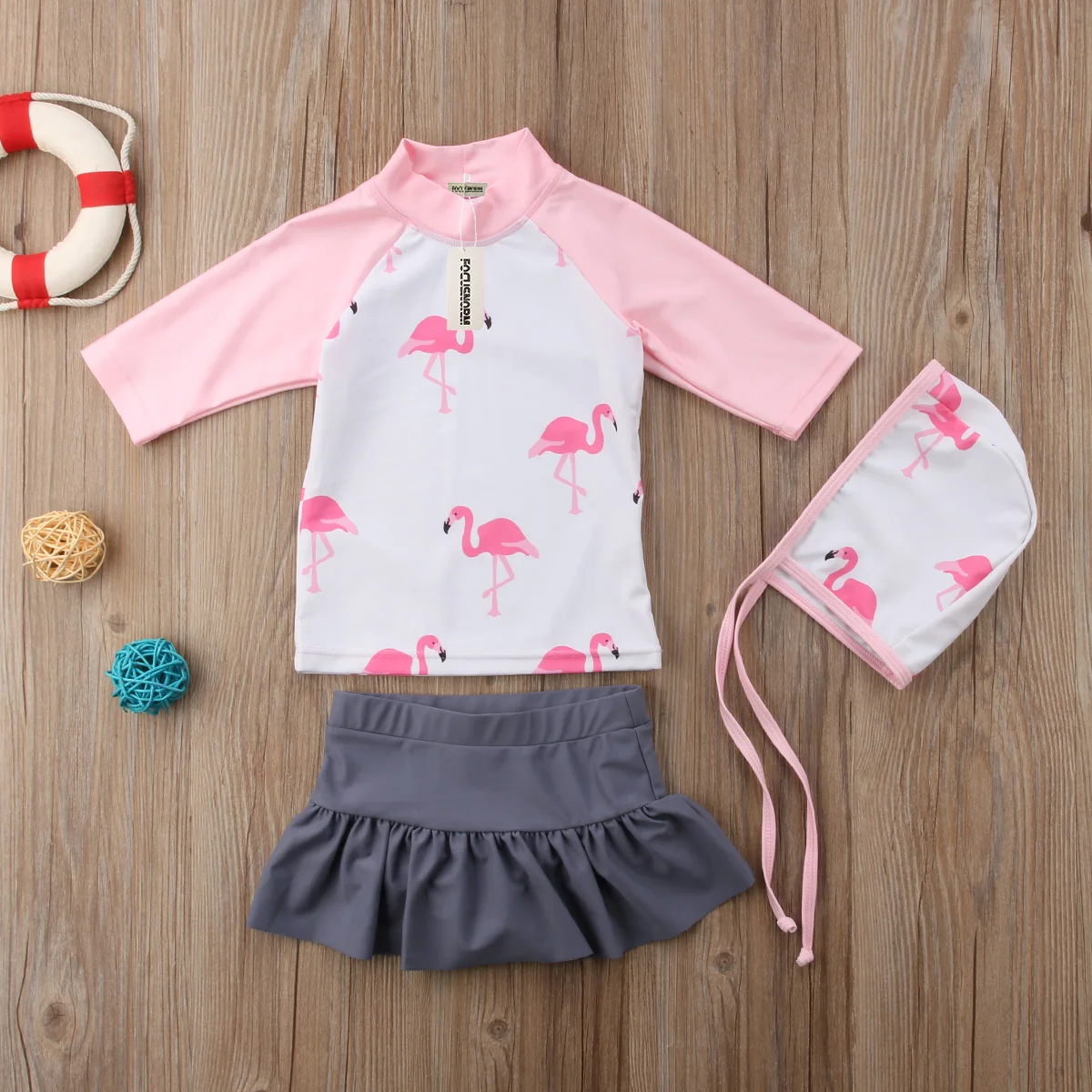 Комплект из 3 предметов для маленьких девочек летний купальник бикини с принтом