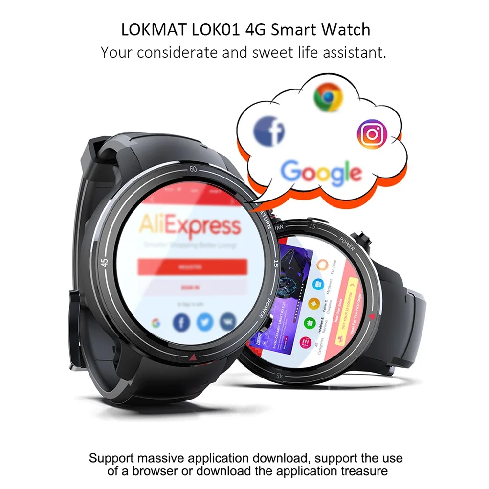 LOKMAT LOK01 4G SIM Smartwatch 3gb32гб MTK6739M Android 7 1 фитнес трекер 39 &quotAMOLED дисплей WiFi GPS 620 мАч Смарт
